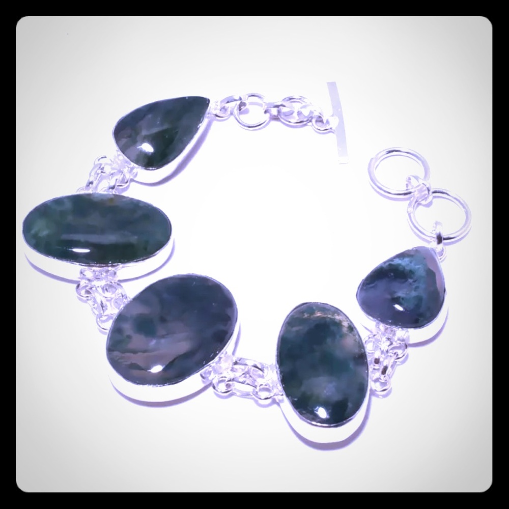 Artisan Moss Agate Gemstone crystal India .925S